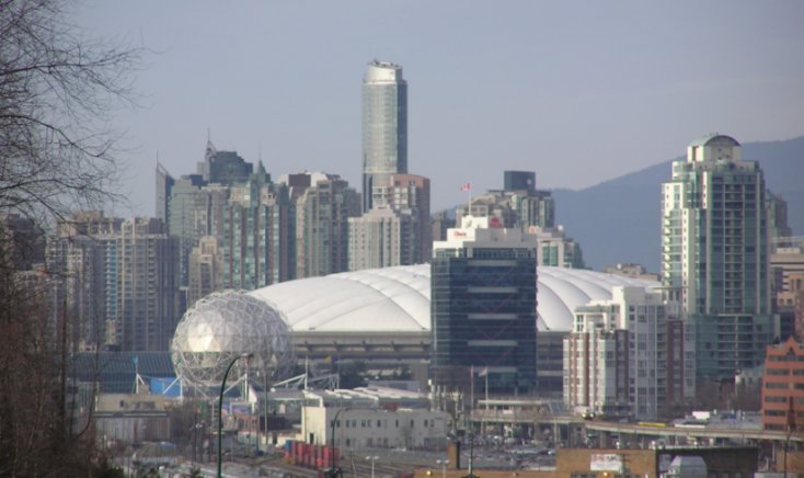 View of Downtown Vancouver from 8th Avenue and Commercial Drive